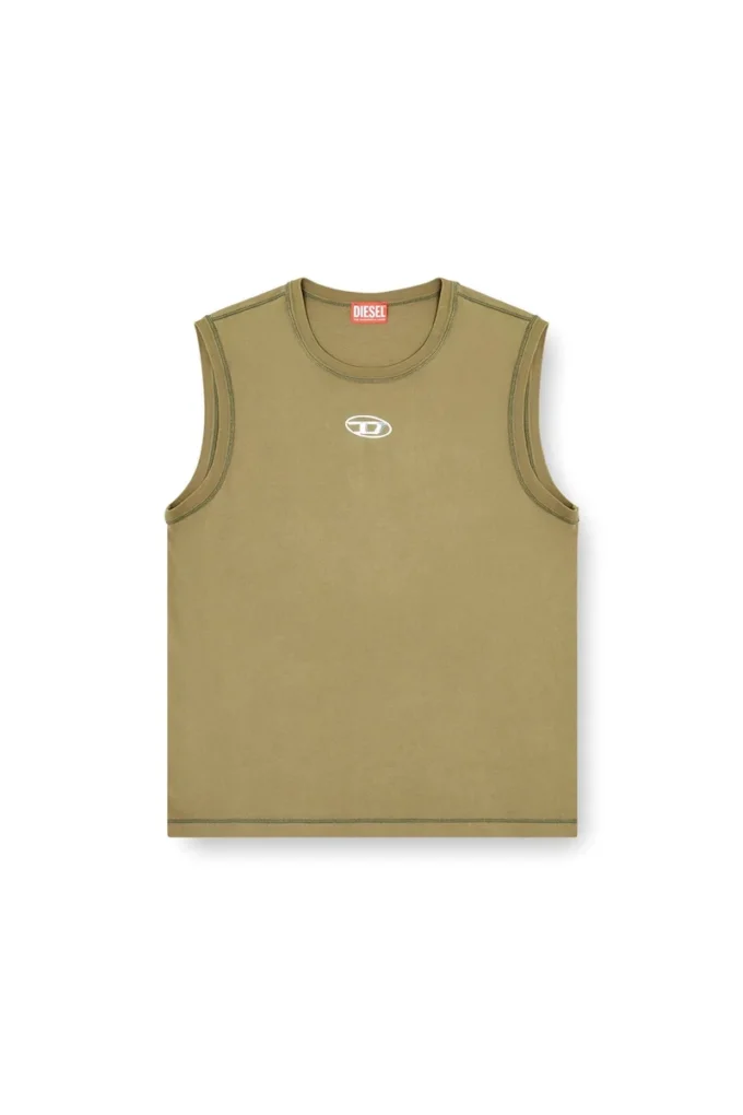 t-bisco-iod Sleeveless cotton top with metallic Oval D
