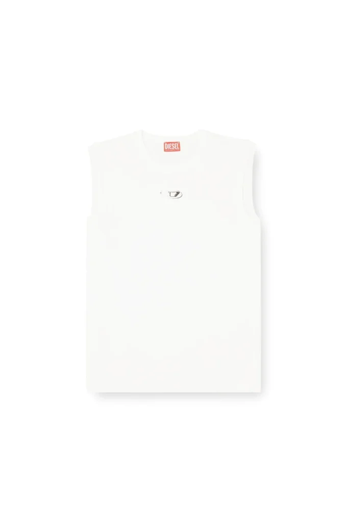 t-bisco-iod Sleeveless cotton top with metallic Oval D