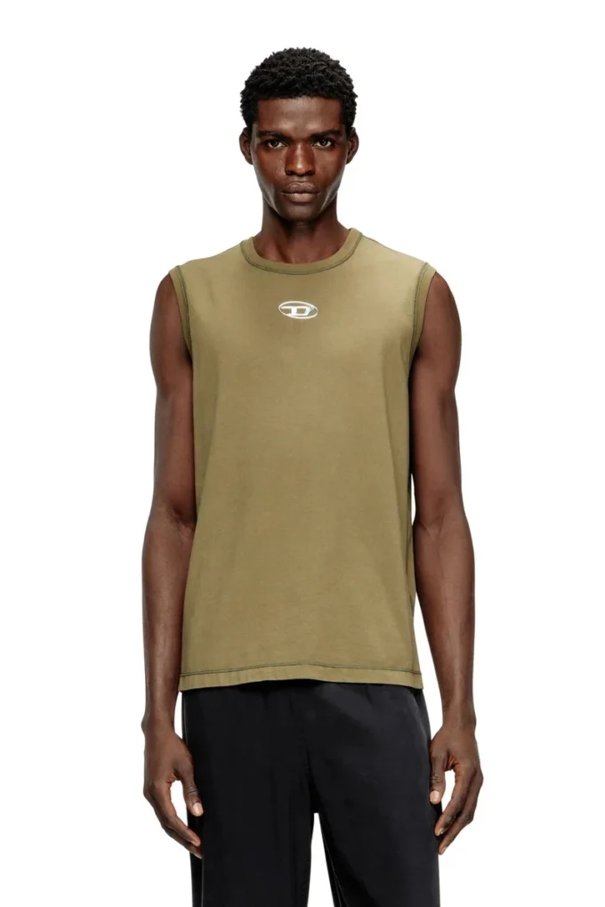 t-bisco-iod Sleeveless cotton top with metallic Oval D