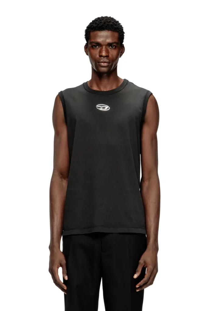 t-bisco-iod Sleeveless cotton top with metallic Oval D