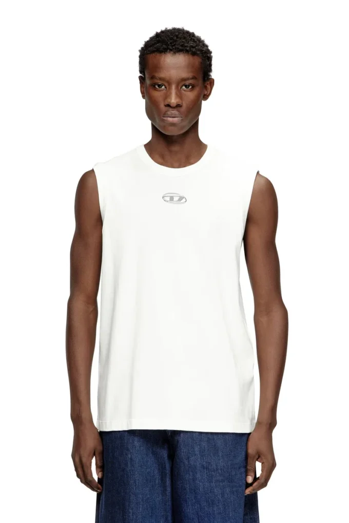 t-bisco-iod Sleeveless cotton top with metallic Oval D