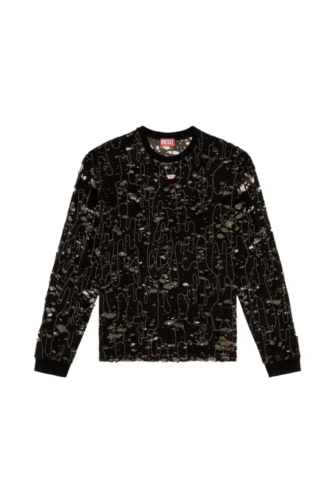 t-boxt-ls-devor Tulle T-shirt with destroyed jersey