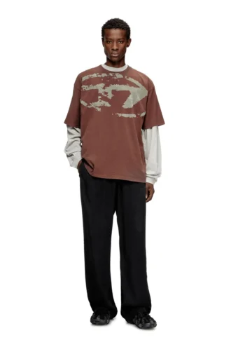 t-boxt-n14 T-shirt with distressed flocked logo