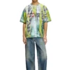 t-boxt-r13 T-shirt with trompe l’oeil cracked print