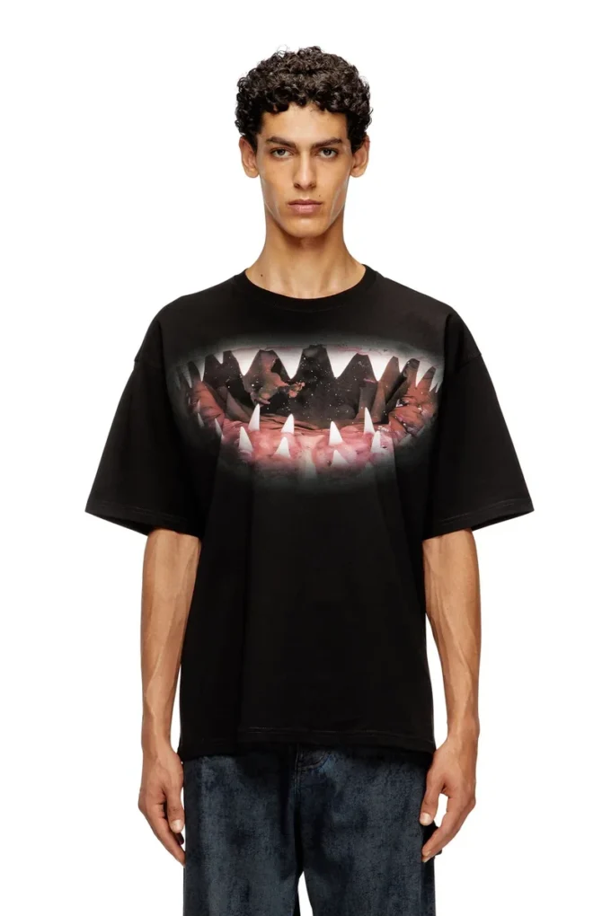 t-boxt-t21 Cotton t-shirt with Shark mouth print