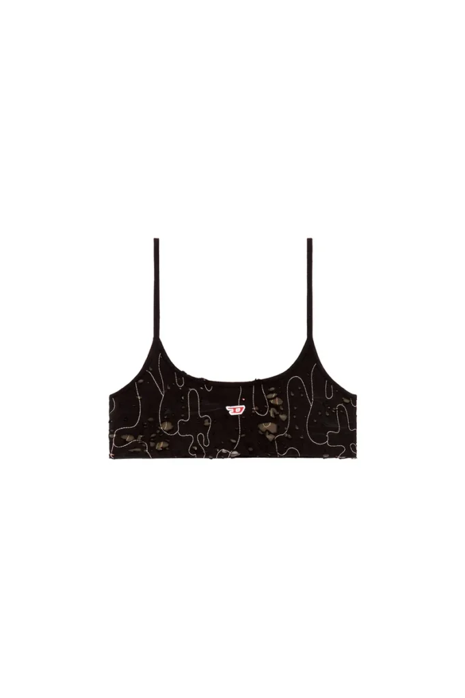 t-bra-dev Tulle bra top with destroyed jersey