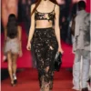 o-leena Long devoré skirt in tulle and jersey