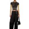 t-bunny-tail-r1 Denim-look T-shirt with wrap ties