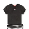 t-bunny-tail-r1 Denim-look T-shirt with wrap ties