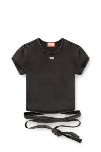 t-bunny-tail-r1 Denim-look T-shirt with wrap ties