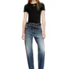 t-ele-long-od Slim ribbed T-shirt with metallic Oval D