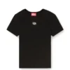 t-ele-long-od Slim ribbed T-shirt with metallic Oval D