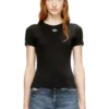 t-ele-long-od Slim ribbed T-shirt with metallic Oval D
