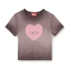 t-ele Ribbed T-shirt with watercolour heart D