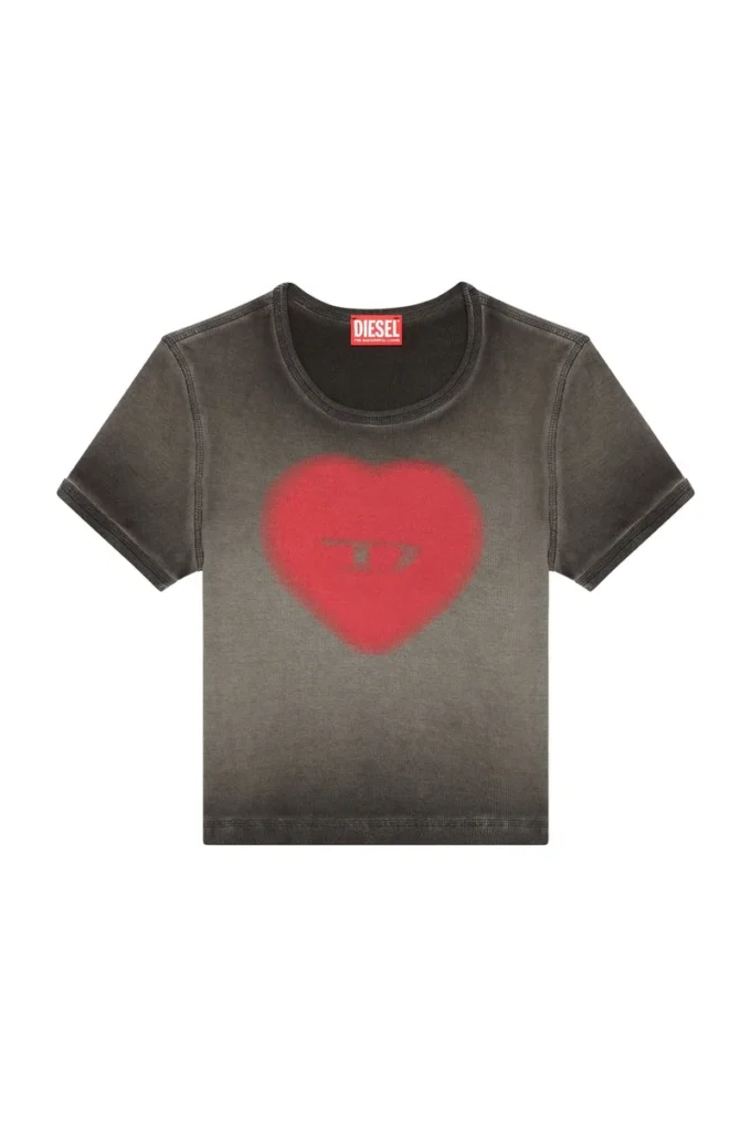 t-ele Ribbed T-shirt with watercolour heart D