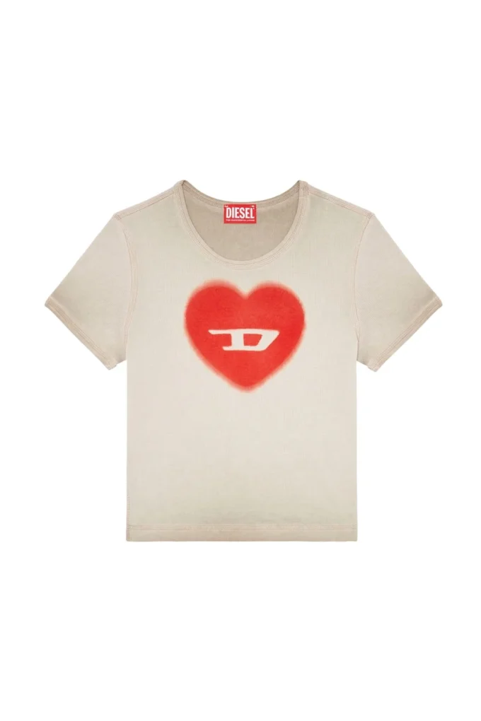 t-ele Ribbed T-shirt with watercolour heart D