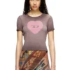 t-ele Ribbed T-shirt with watercolour heart D