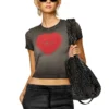 t-ele Ribbed T-shirt with watercolour heart D