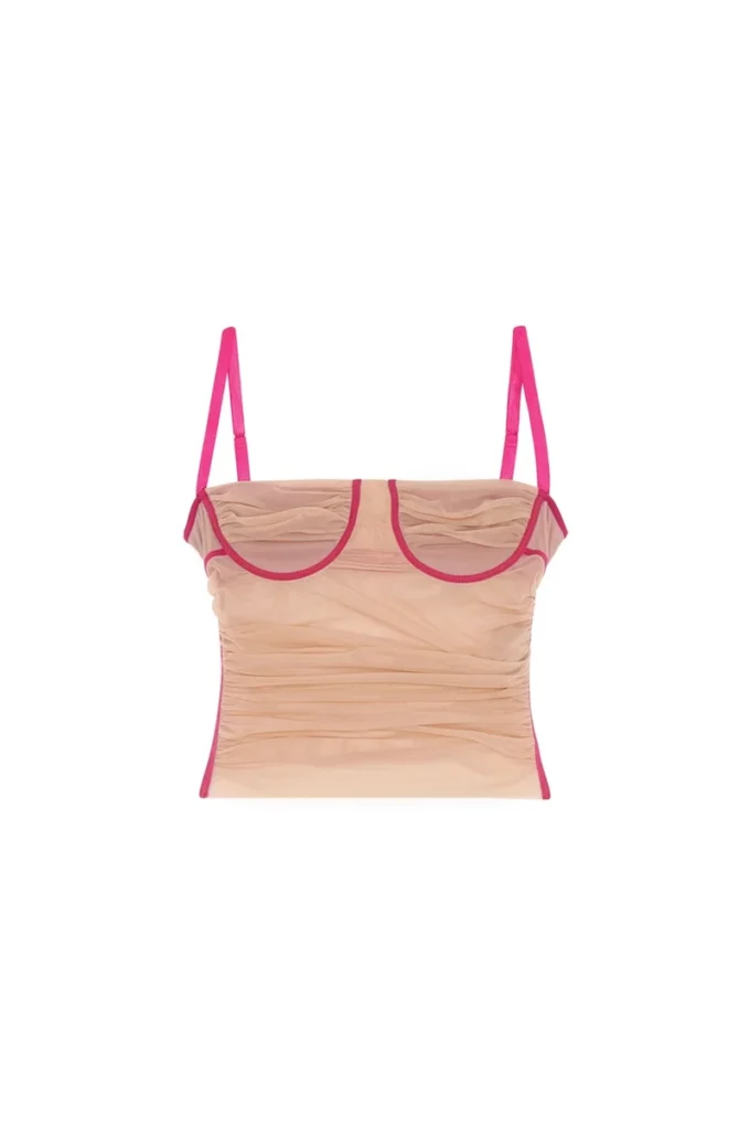 t-hailyna Ruched mesh top with binding