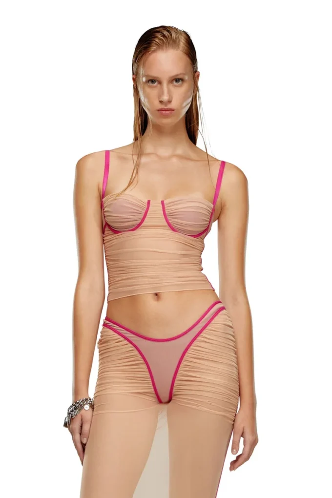 t-hailyna Ruched mesh top with binding