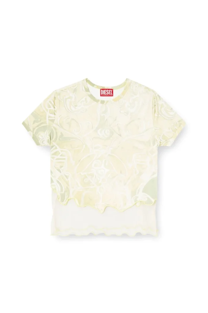 t-inlay Nylon T-shirt with Heraldic print