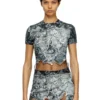 t-inlay Nylon T-shirt with Heraldic print
