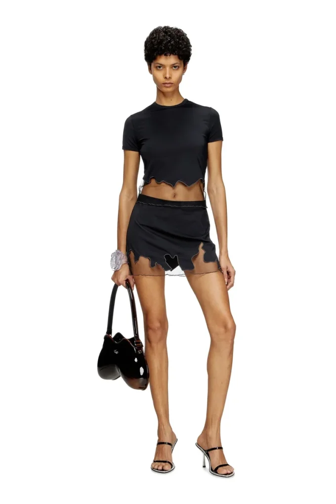 t-inlay-r1 Nylon T-shirt with tulle insert