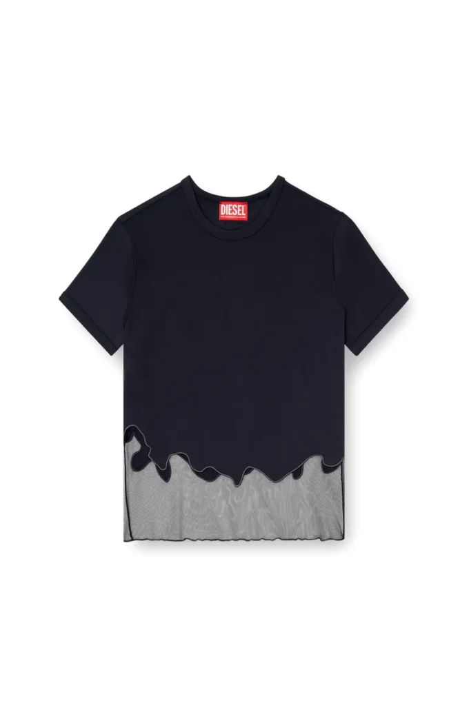 t-inlay-r1 Nylon T-shirt with tulle insert