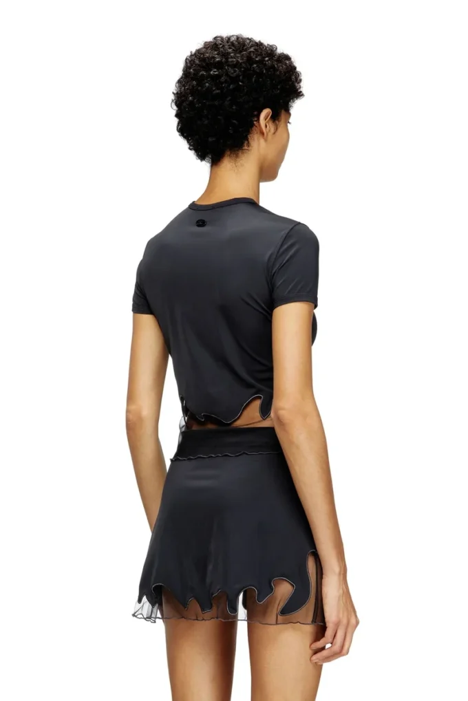 t-inlay-r1 Nylon T-shirt with tulle insert