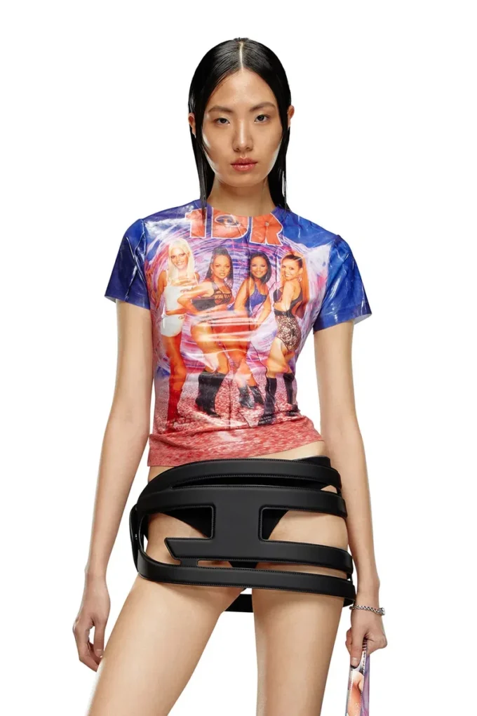 t-jodie T-shirt with creased Diesel film print