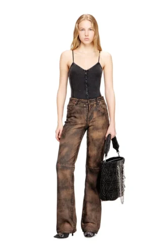t-ley Thong bodysuit in marbled ribbed jersey