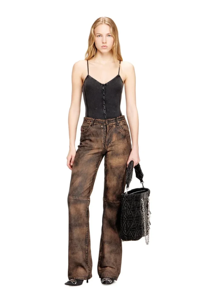 t-ley Thong bodysuit in marbled ribbed jersey
