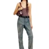t-ley Thong bodysuit in marbled ribbed jersey