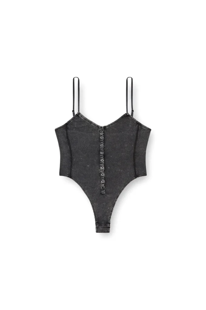 t-ley Thong bodysuit in marbled ribbed jersey
