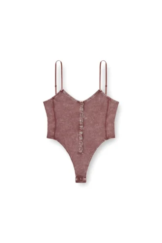 t-ley Thong bodysuit in marbled ribbed jersey