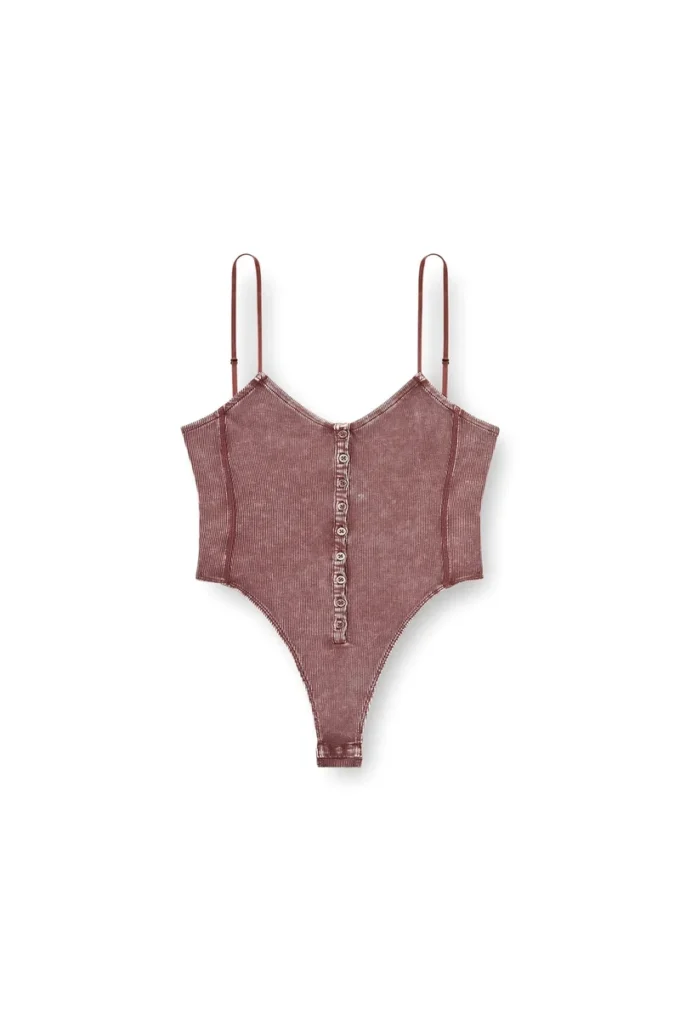 t-ley Thong bodysuit in marbled ribbed jersey