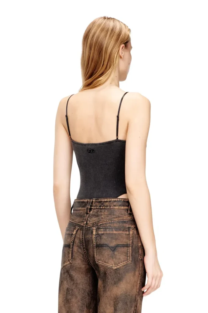 t-ley Thong bodysuit in marbled ribbed jersey