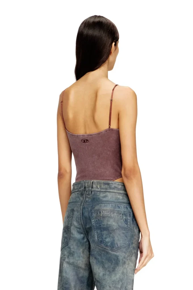 t-ley Thong bodysuit in marbled ribbed jersey