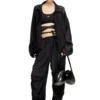 t-leya-tail-r1 Denim-look vest top with wrap ties
