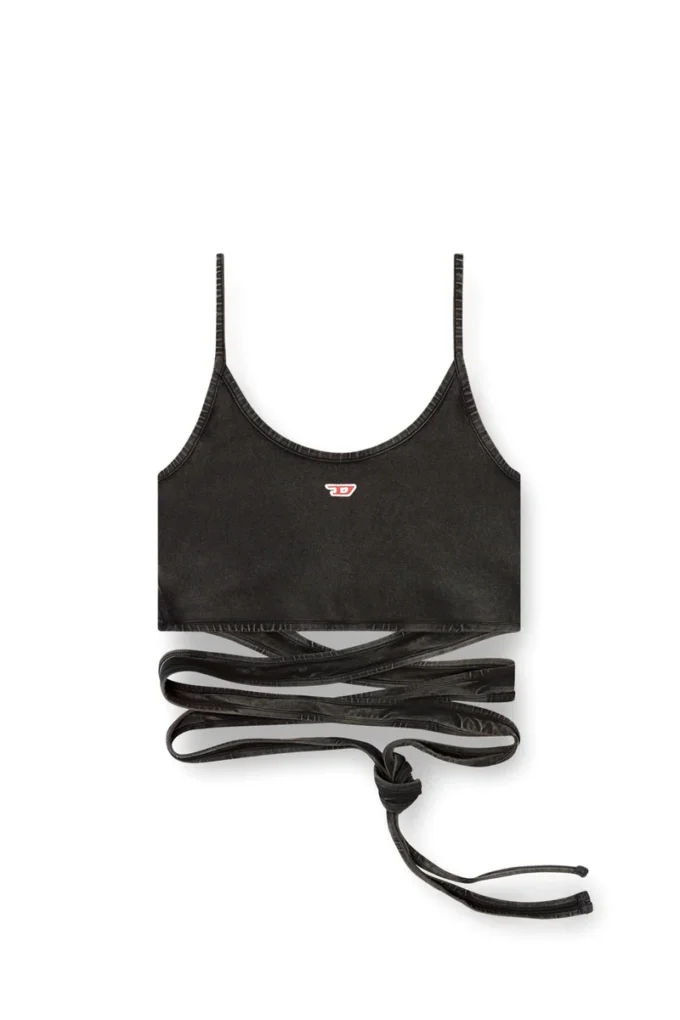 t-leya-tail-r1 Denim-look vest top with wrap ties