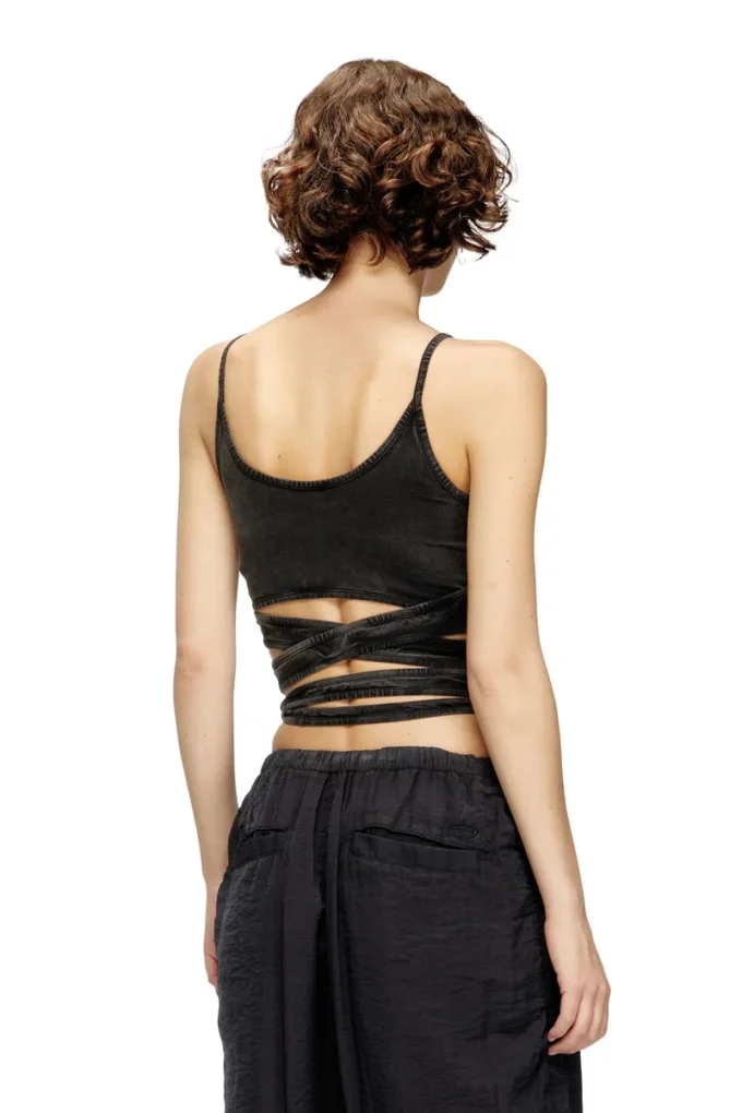 t-leya-tail-r1 Denim-look vest top with wrap ties