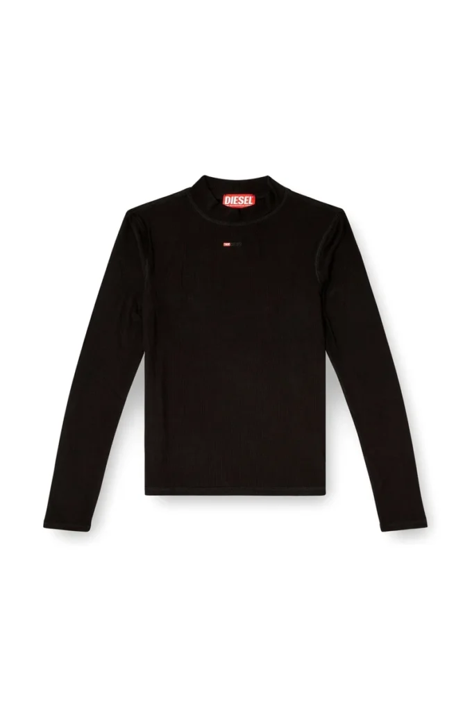t-mokky-ls-microdiv Mock-neck top with micro logo