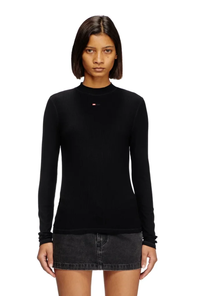 t-mokky-ls-microdiv Mock-neck top with micro logo