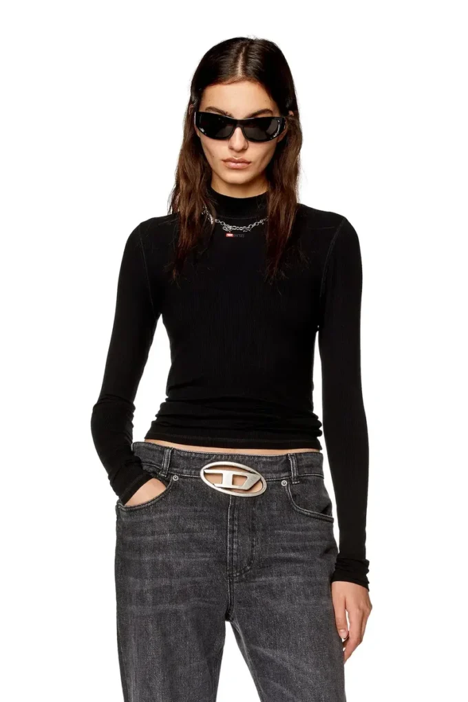 t-mokky-ls-microdiv Ribbed top with mock neck