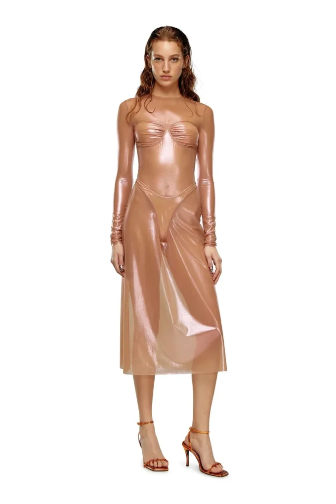 t-nikki Metallic tulle top with bra detail