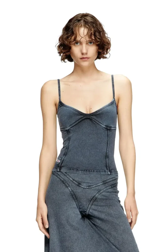 t-ony Strappy top in denim-look jersey