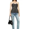 t-orset Bouclé corset top with ultra-low cut