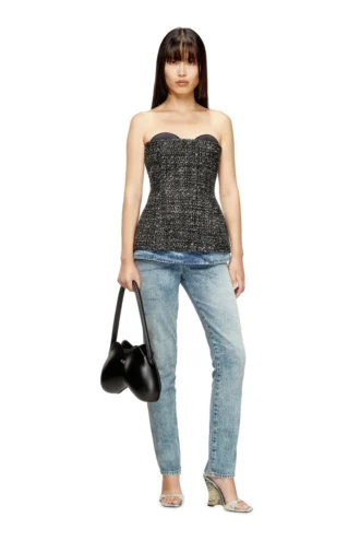 t-orset Bouclé corset top with ultra-low cut
