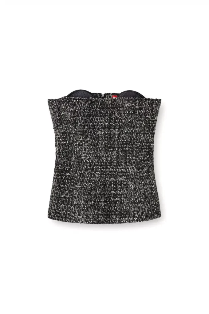 t-orset Bouclé corset top with ultra-low cut