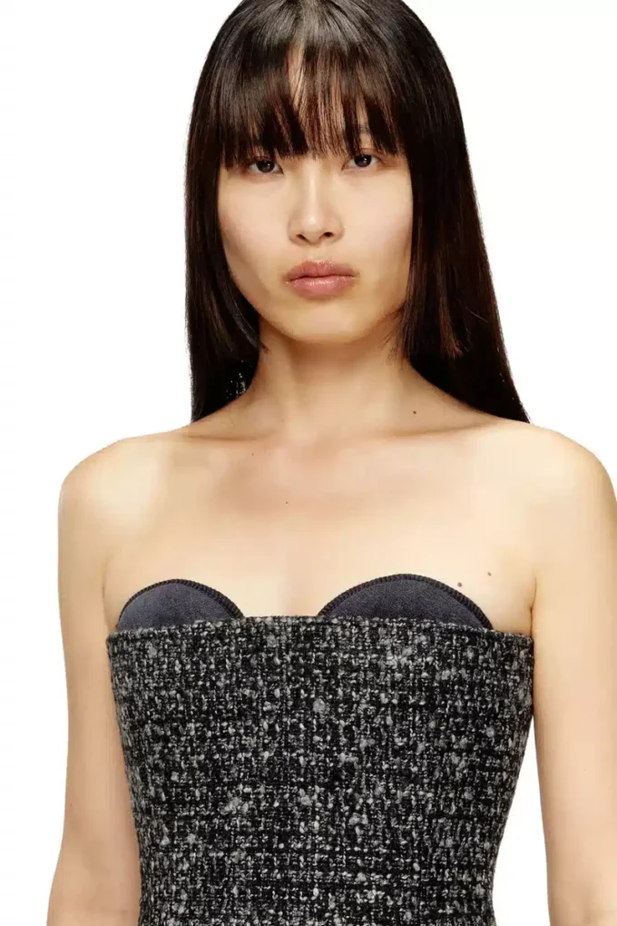 t-orset Bouclé corset top with ultra-low cut